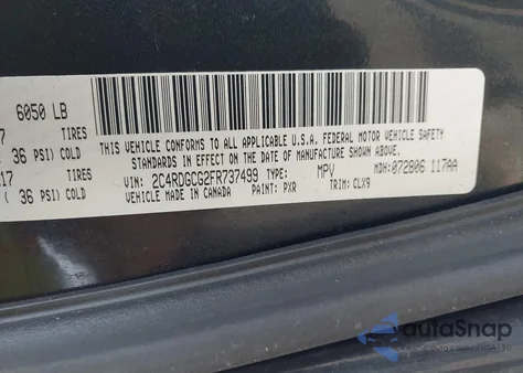 2015 Dodge Grand Caravan Sxt Plus z USA, uszkodzony, nr VIN 2C4RDGCG2FR737499